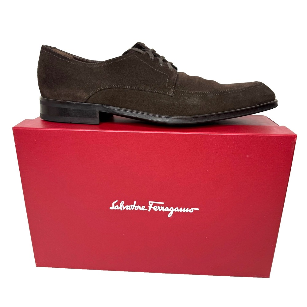 Salvatore Ferragamo Mens Shoes‎ Size 11 D Riverdale Caffe Buc Suede Calf Brown